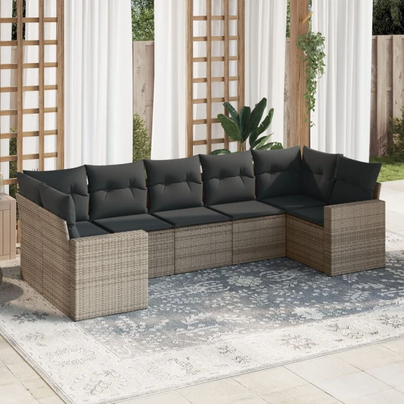 Havesofa sæt 7 dele i polyrattan - grå