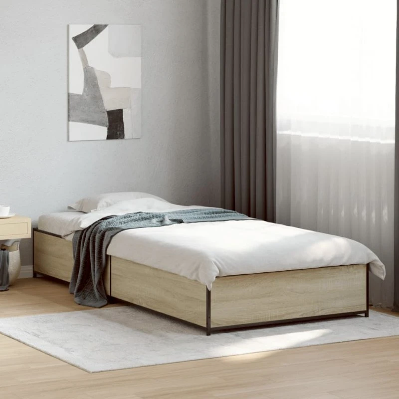 Sengeramme 75x190 cm i sonoma-eg – træ og metal
