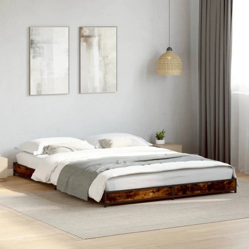 Sengestel 120x200 cm i konstrueret træ – røget egetræ