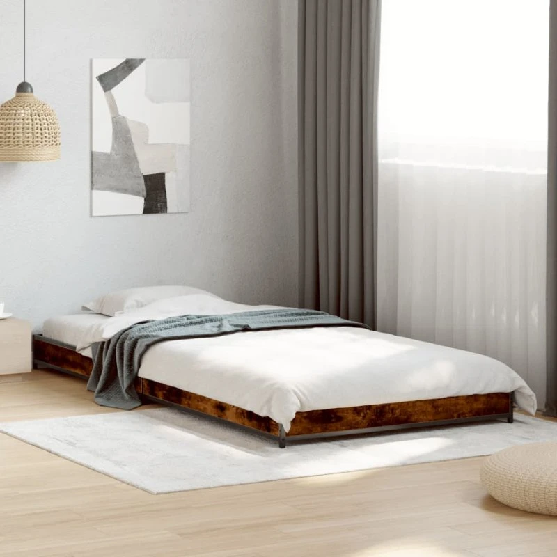 Sengeramme 100x200 cm – Røget eg, træ & metal