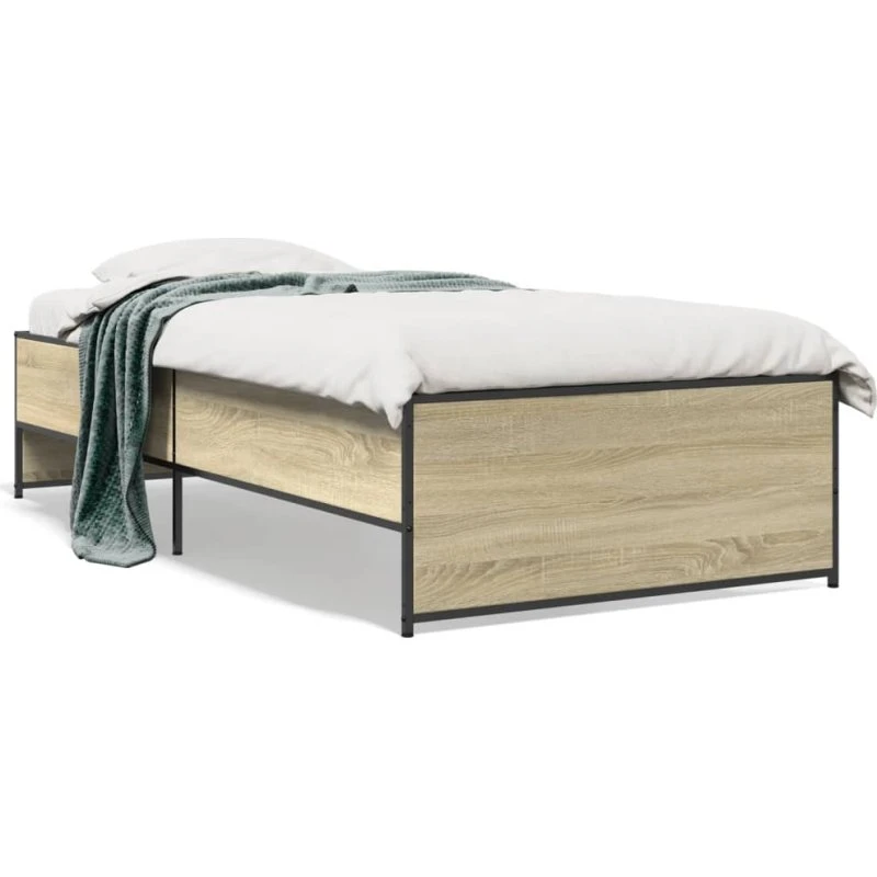 Sengeramme 100x200 cm i sonoma-eg – træ & metal