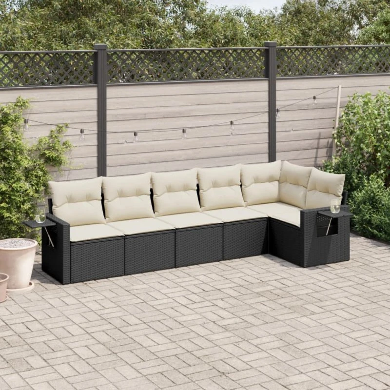 Sofasæt til haven 6 dele i polyrattan - sort