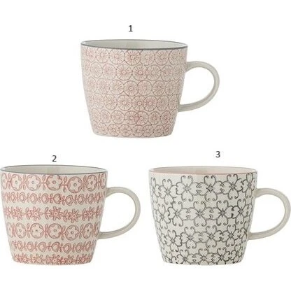 Bloomingville Cécile kop i rosa, stentøj Ø7,5×H7,5 cm – sæt af 3