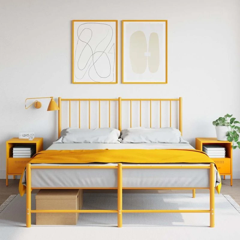 Sengeborde i stål 2 stk. 36x39x50,5 cm – sennepsgul