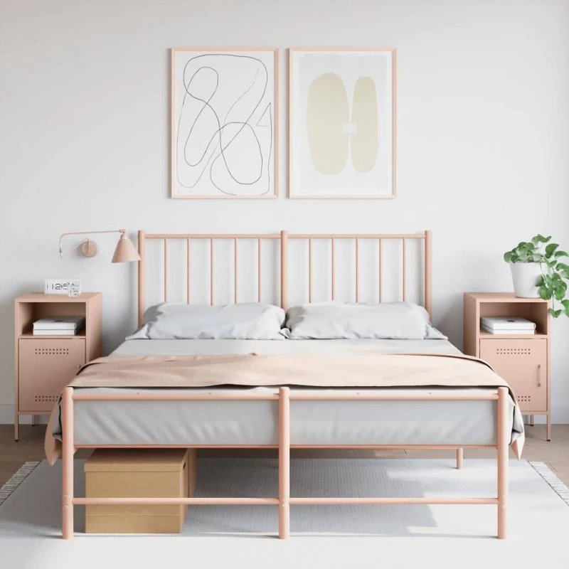Sengeborde 2 stk. 36x39x68 cm – Lyserødt stål