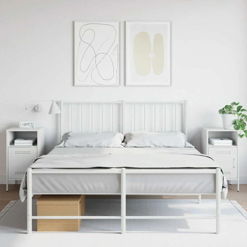 Sengeborde 2 stk. 36×39×68 cm hvidt stål