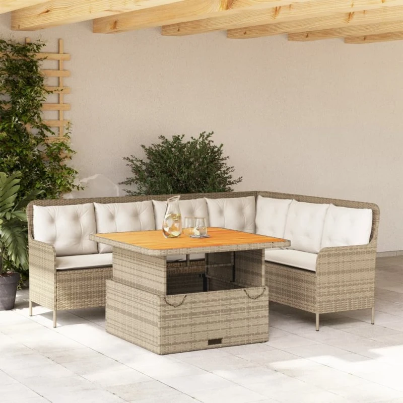 Havesofasæt 2 dele i polyrattan med hynder – beige
