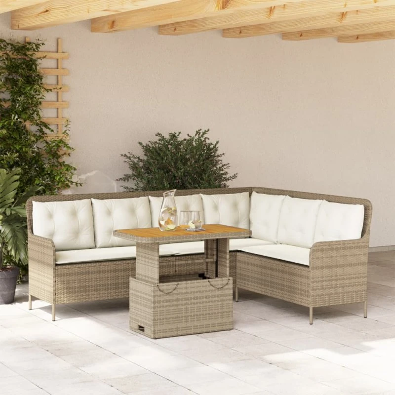 2-personers havesofasæt i polyrattan med hynder – beige