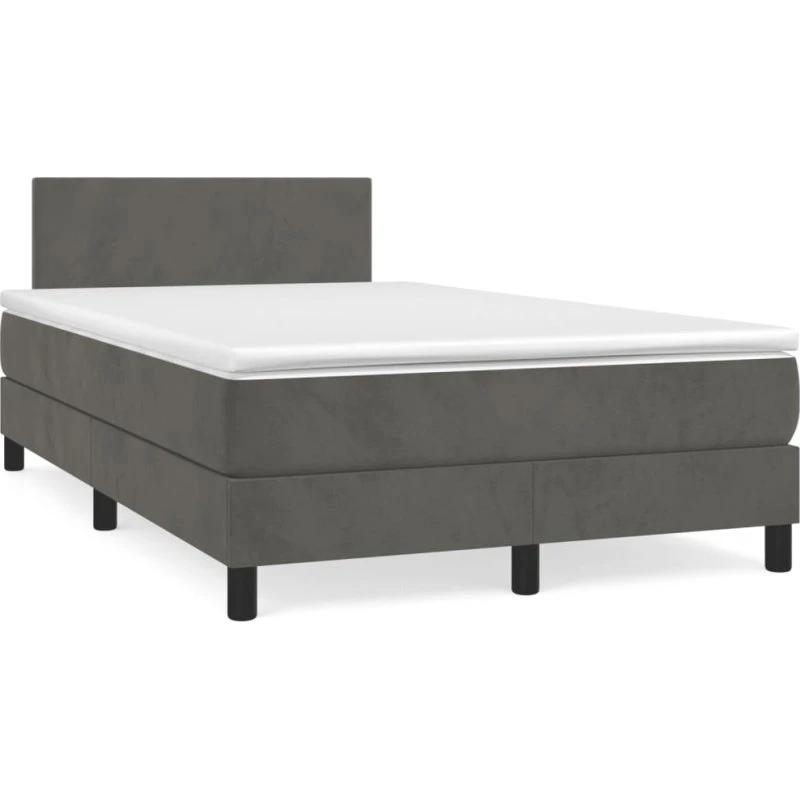 Kontinentalseng 120x190 cm i mørkegrå velour med madras