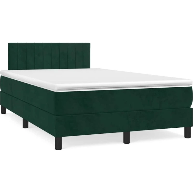 Kontinentalseng 120x190 cm i mørkegrøn velour med madras