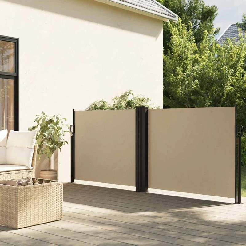 Sidemarkise sammenrullelig 120×1000 cm - Beige