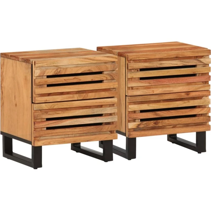 Sengeborde 2 stk. i massivt akacietræ 40x34x46 cm