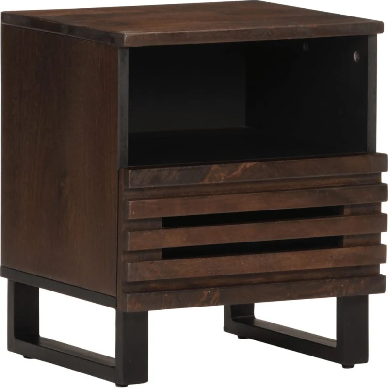 Sengebord i massivt mangotræ 40x34x46 cm – industrielt