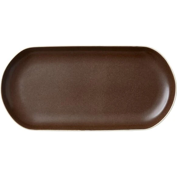 Studio Round North serveringsfad 38x19 cm - mat hvid/mat bark