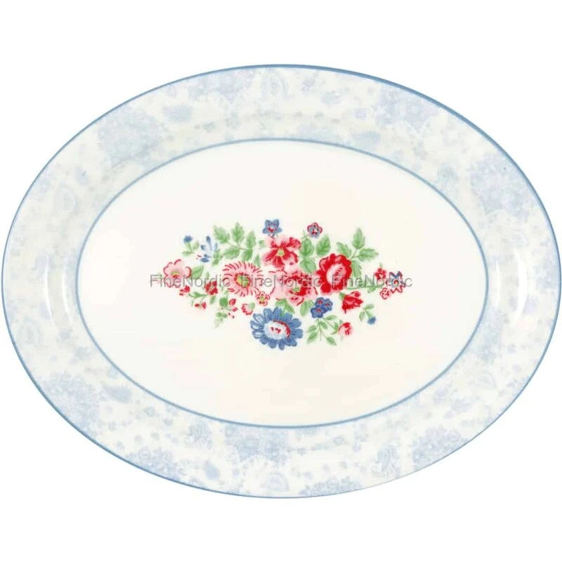 GreenGate Ovalt serveringsfad Ailis White 33×25,5 cm