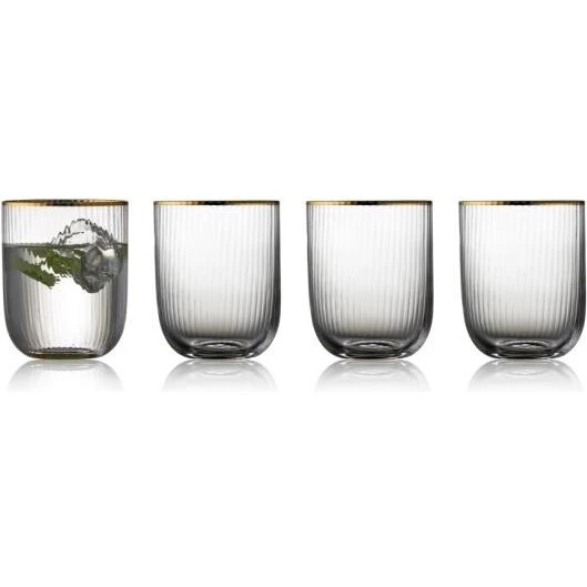 Lyngby Glas Palermo Tumbler 35 cl - 4 stk. (Guldkant)