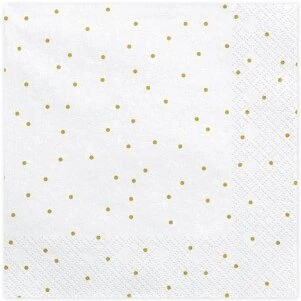 Frokostservietter 20 stk. Hvid med Guldprikker 33x33 cm