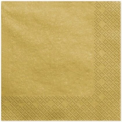 Uden Mærke Servietter Guld Metallic 33 x 33 cm - 20 stk