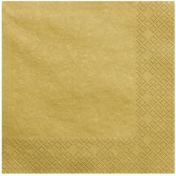 Middagsservietter metallic guld 40x40 cm, 20 stk