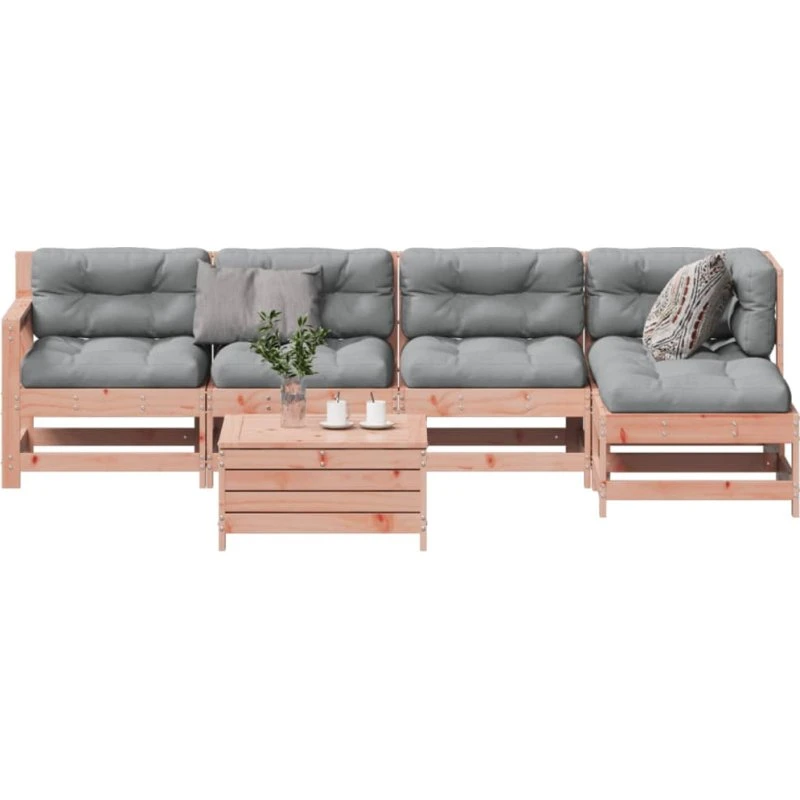 Loungesæt til haven 6 dele i massivt douglasgran