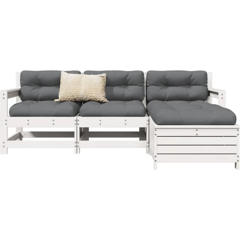 Sofasæt til haven 4 dele i massivt fyrretræ - hvid