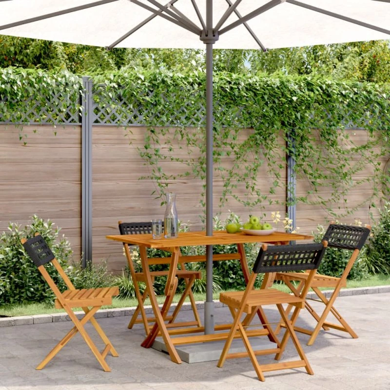 Foldbare havestole 4 stk. i polyrattan – sort