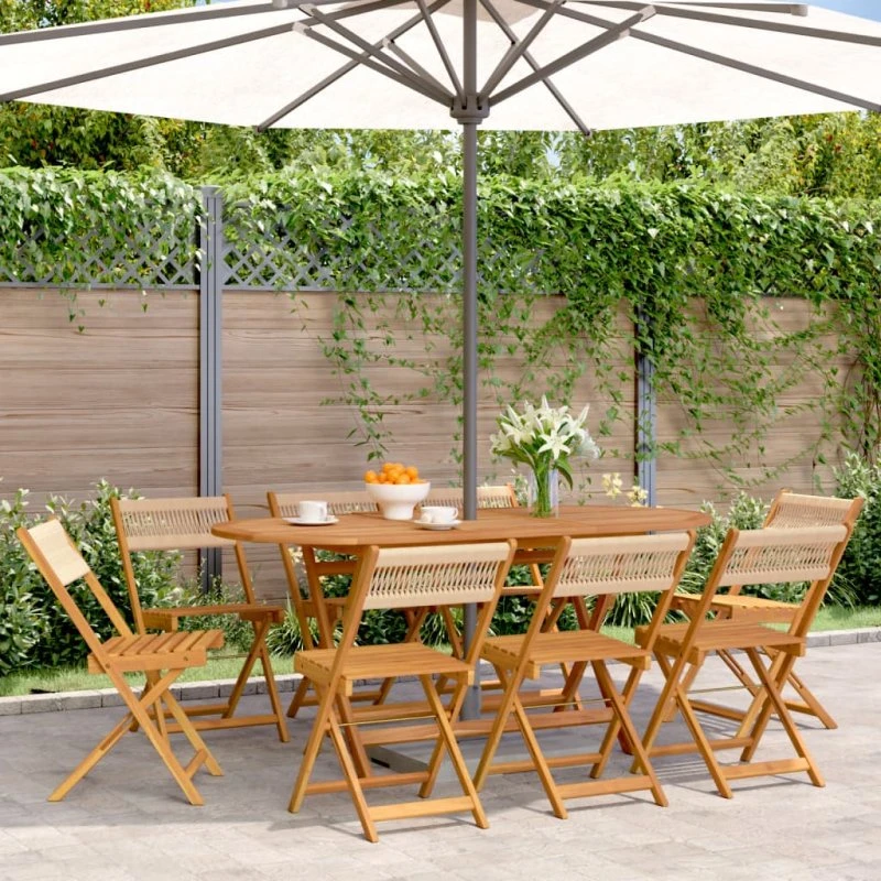 Foldbare havestole 8 stk. i massivt akacietræ - beige