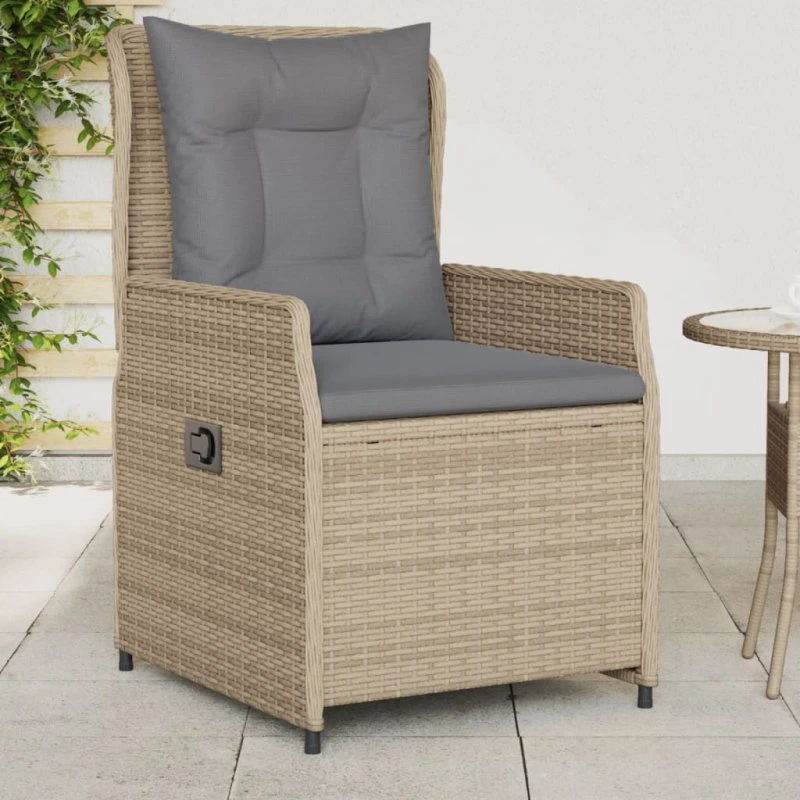 Havestole 2 stk. i polyrattan med justerbart ryglæn - beige