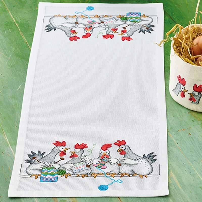 Permin Broderikit Løber Hønsesnak 27x65 cm