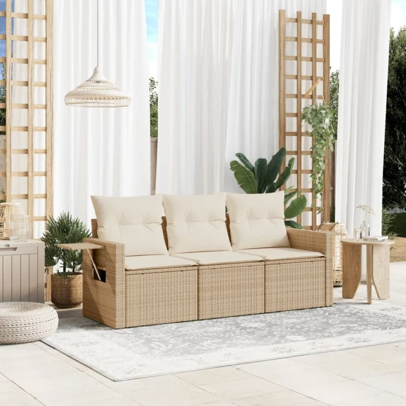 Sofasæt til haven 3 dele i beige polyrattan