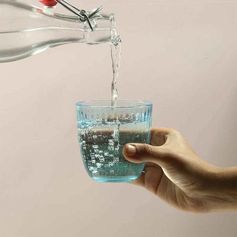 Bormioli Rocco Acqua Crystal glas 290 ml, klar/rosa/blå