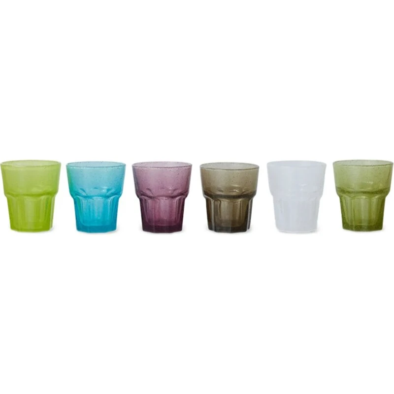 HKliving Mineralvandglas sæt 6 – flerfarvede, 9,5 cm