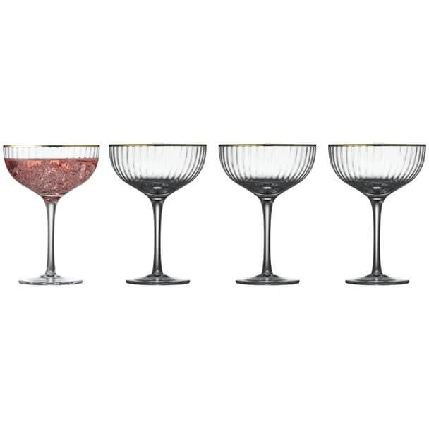 Lyngby Glas Palermo cocktailglas 4 stk., guldkant (31,5 cl)