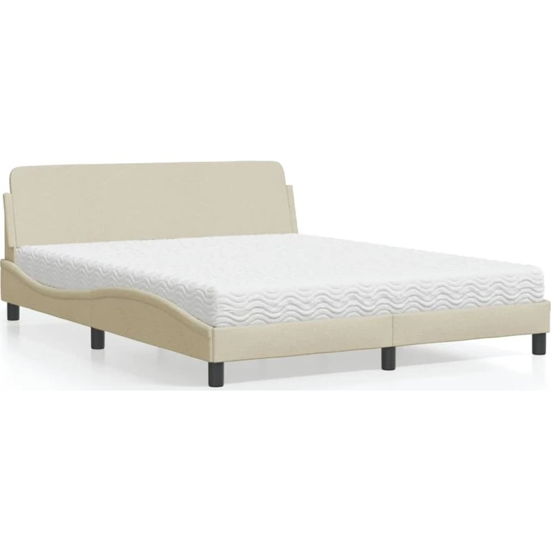 Dover seng med madras 160x200 cm - creme stof