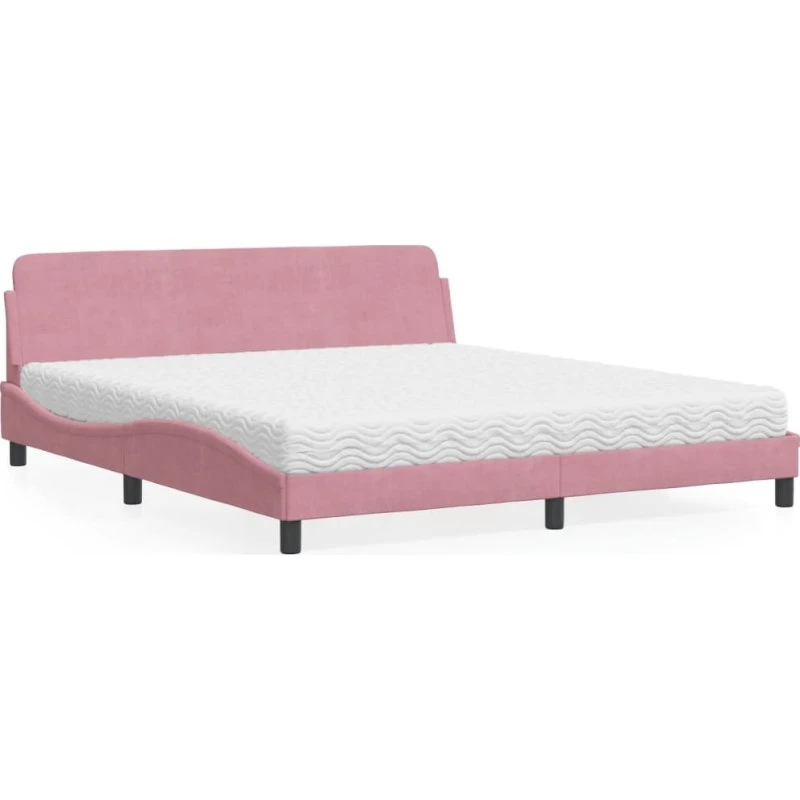 Dover seng med madras 180x200 cm velour lyserød