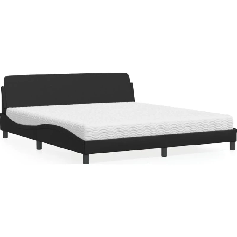 Dover seng 180x200 cm med madras – sort kunstlæder