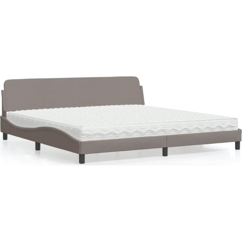 Dover seng med madras 200x200 cm stof gråbrun