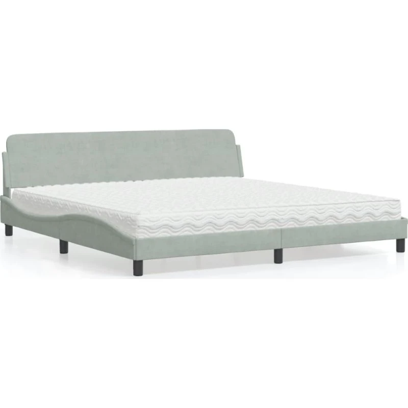 Dover seng med madras 200x200 cm velour lysegrå