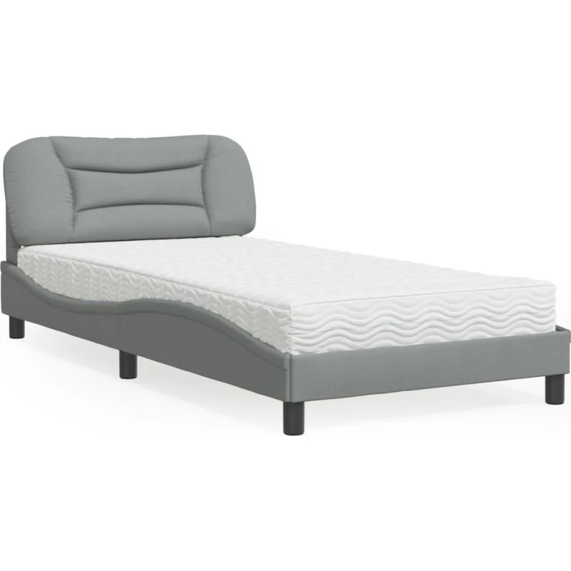 Seng med madras Hvar 100x200 cm – lysegrå stof