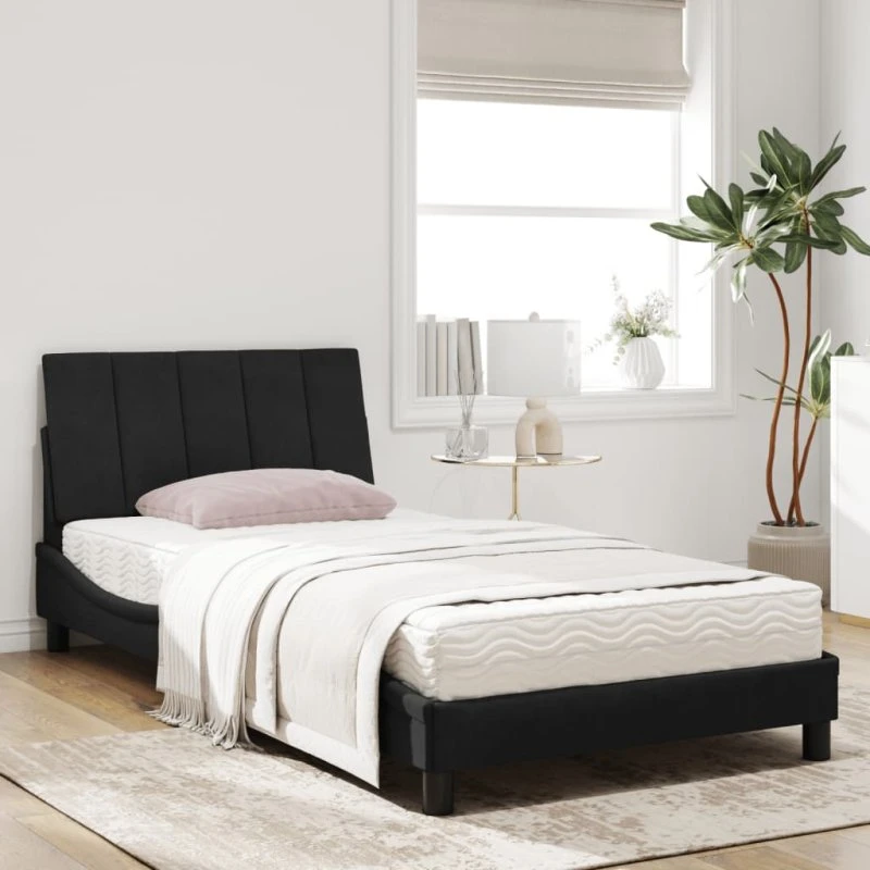Hanko seng med madras 100x200 cm - sort velour