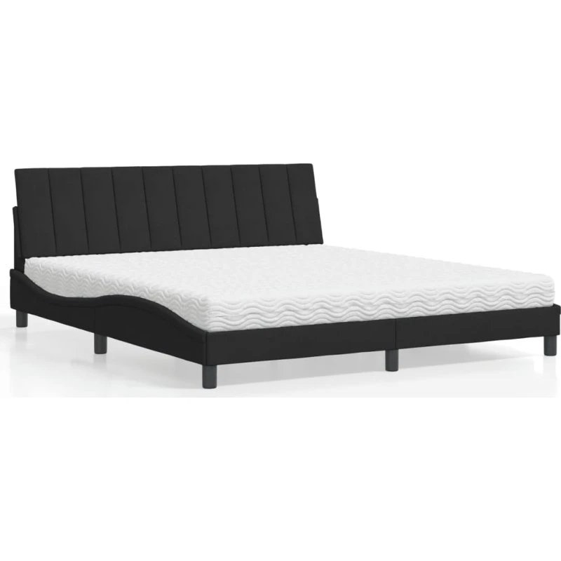 Seng med madras Hanko 180x200 cm - sort velour