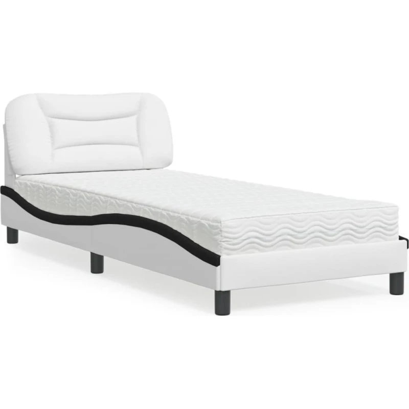 Seng med madras Hvar 90x200 cm i sort/hvid kunstlæder