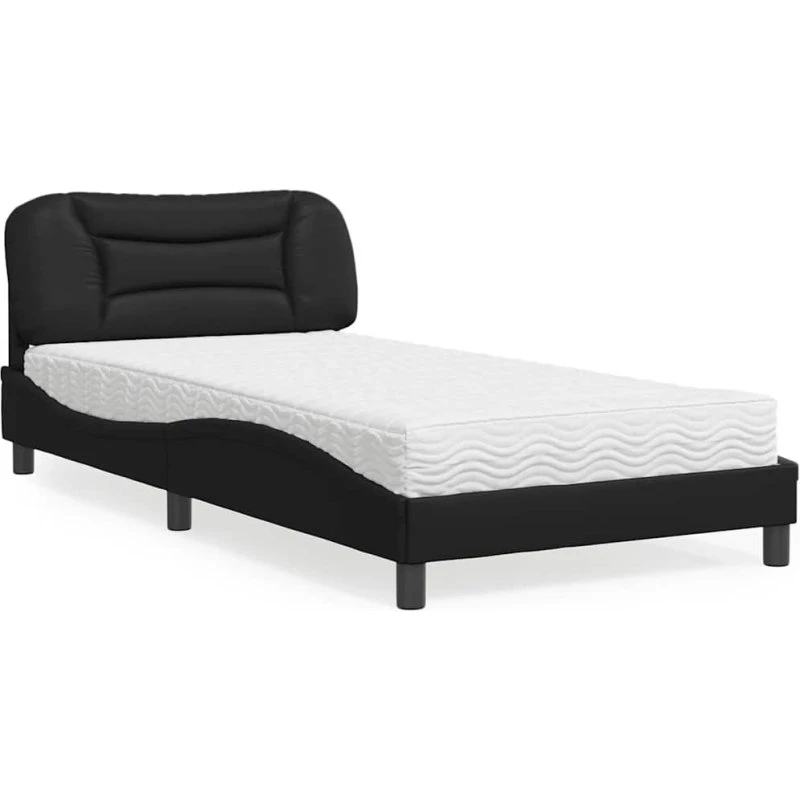 Seng med madras Hvar 100x200 cm i sort kunstlæder