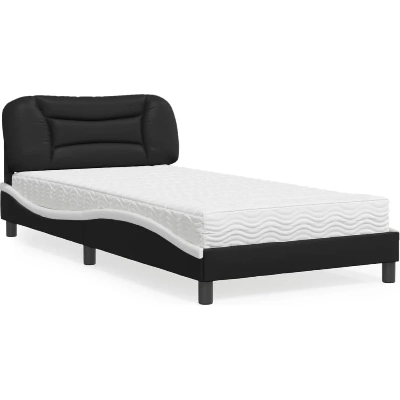 Seng med madras Hvar 100x200 cm – kunstlæder sort/hvid