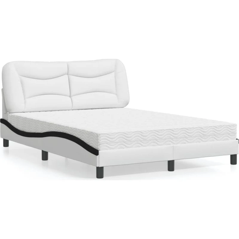 Hvar seng 120x200 cm med madras – sort/hvid kunstlæder