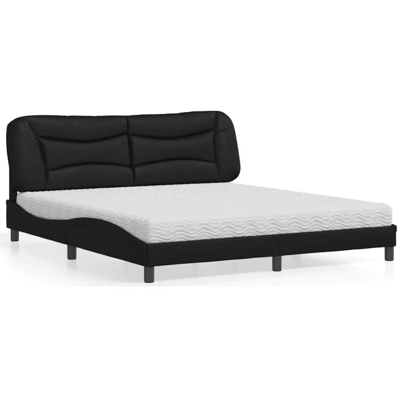 Seng med madras Hvar 180x200 cm – Sort kunstlæder