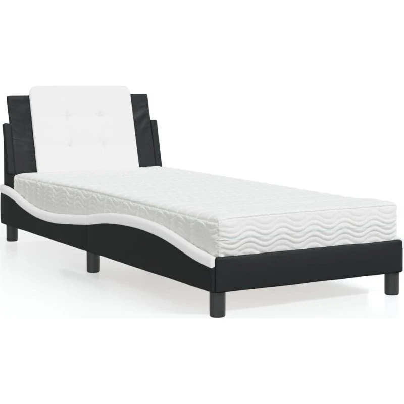 Sengeramme Zadar 100x200 cm i sort/hvid kunstlæder