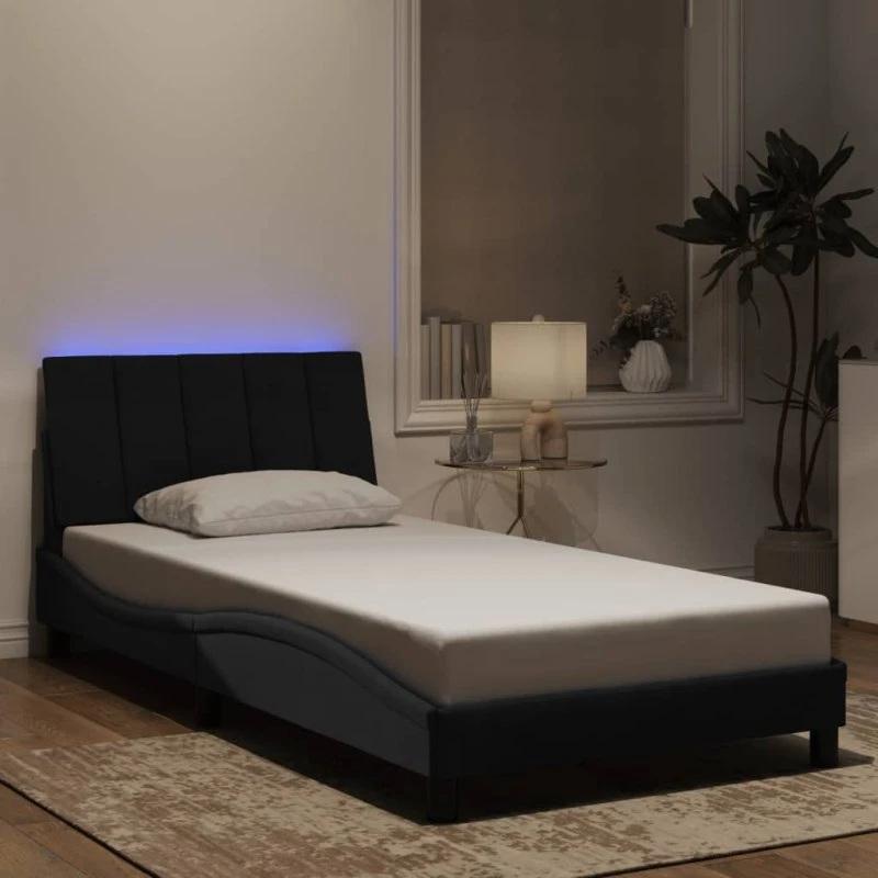 Hanko sengeramme 100x200 cm med LED - sort velour