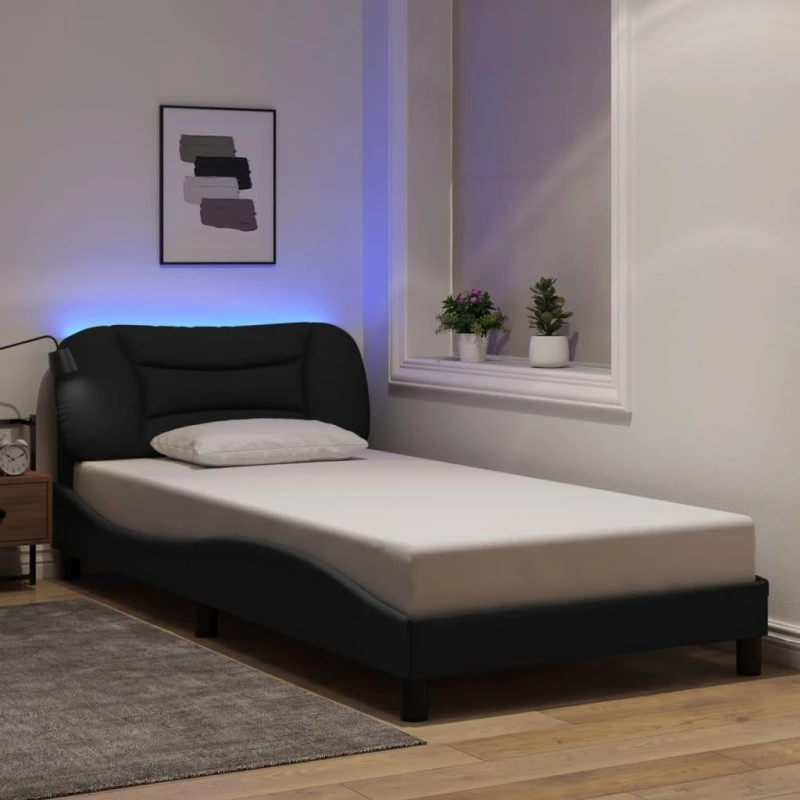 Sengeramme Hvar 100x200 cm med LED – sort stof