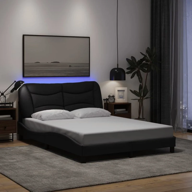 Sengeramme Hvar 120x200 cm med LED, sort stof